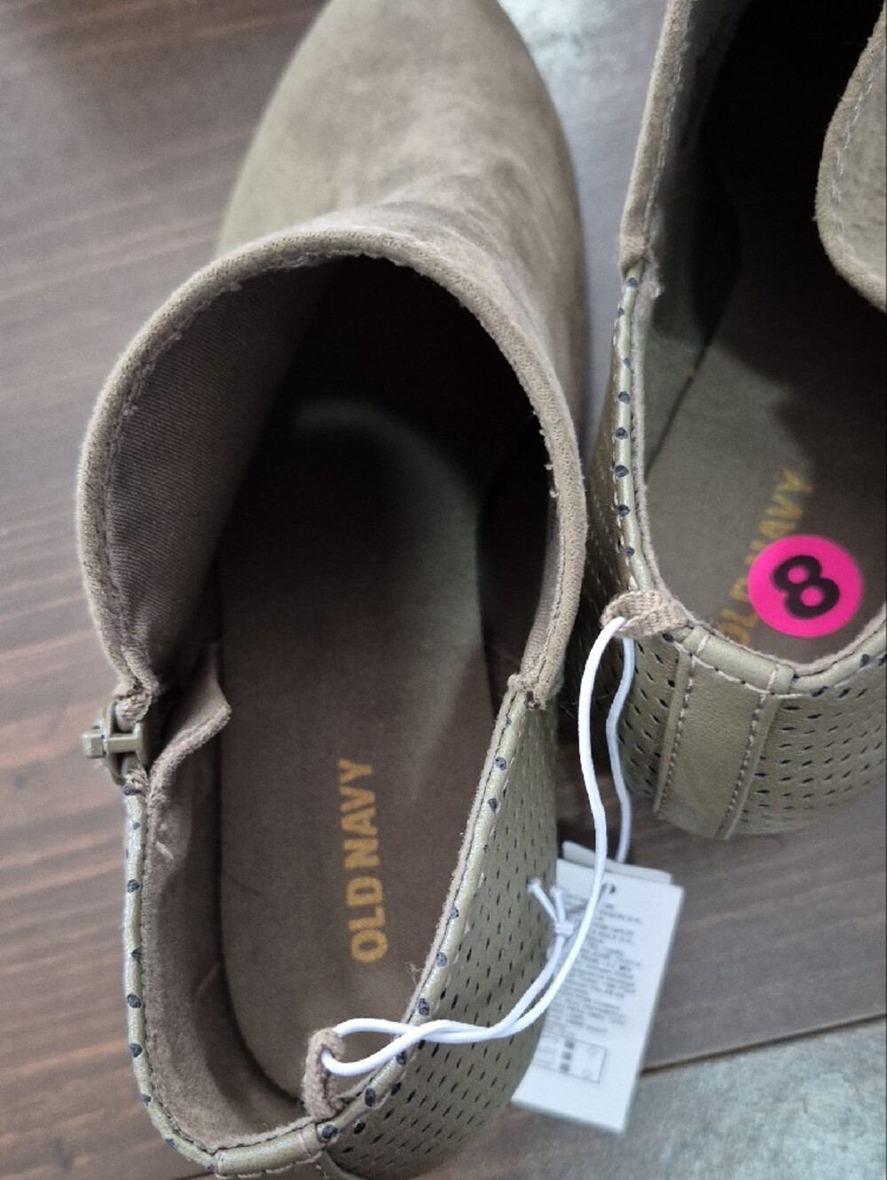 Old Navy Olive Suede Ankle Booties - Picture 5 of 7